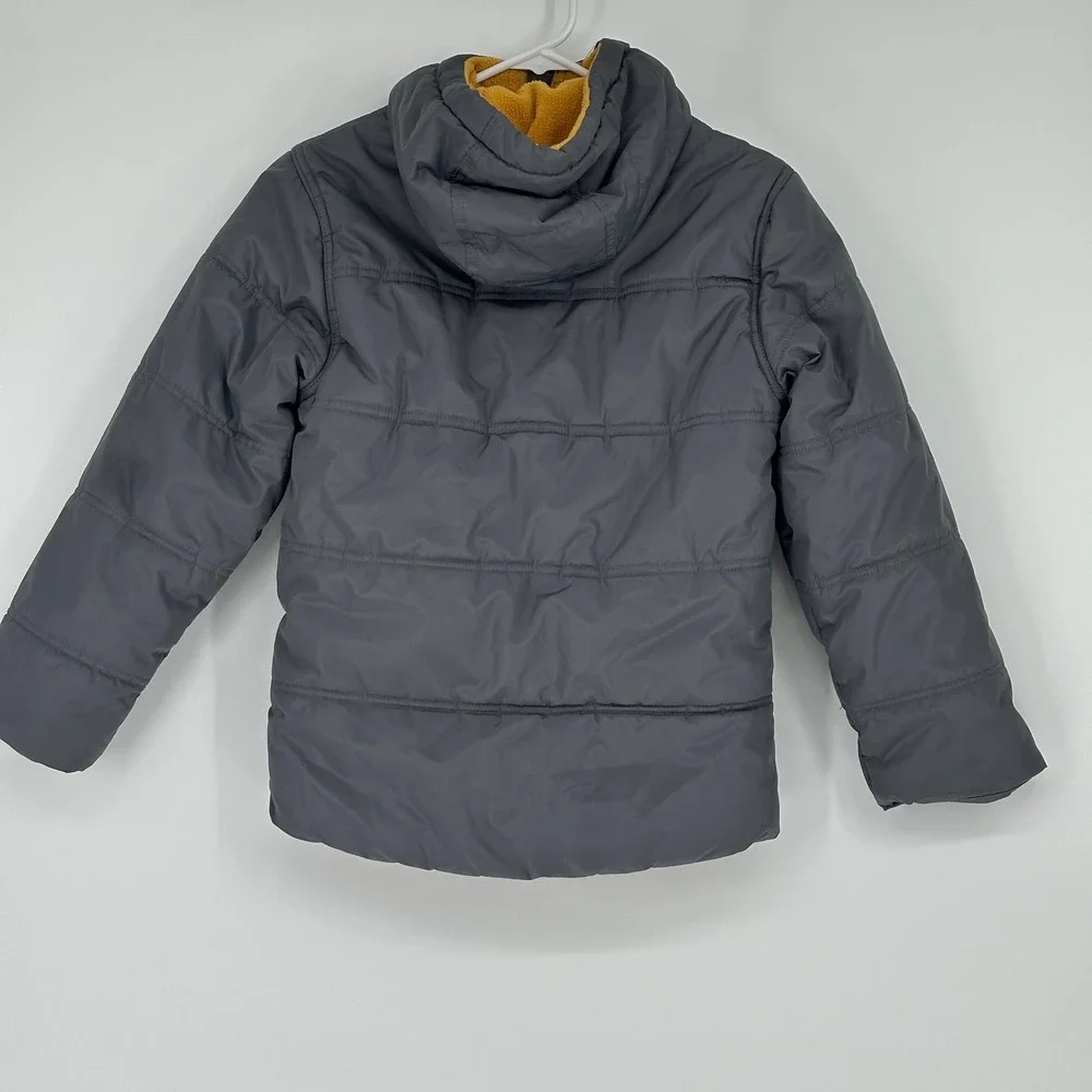 Whales Tail Outerwear Boys Puffer Jacket Hooded Gray‎ Yellow Size 8